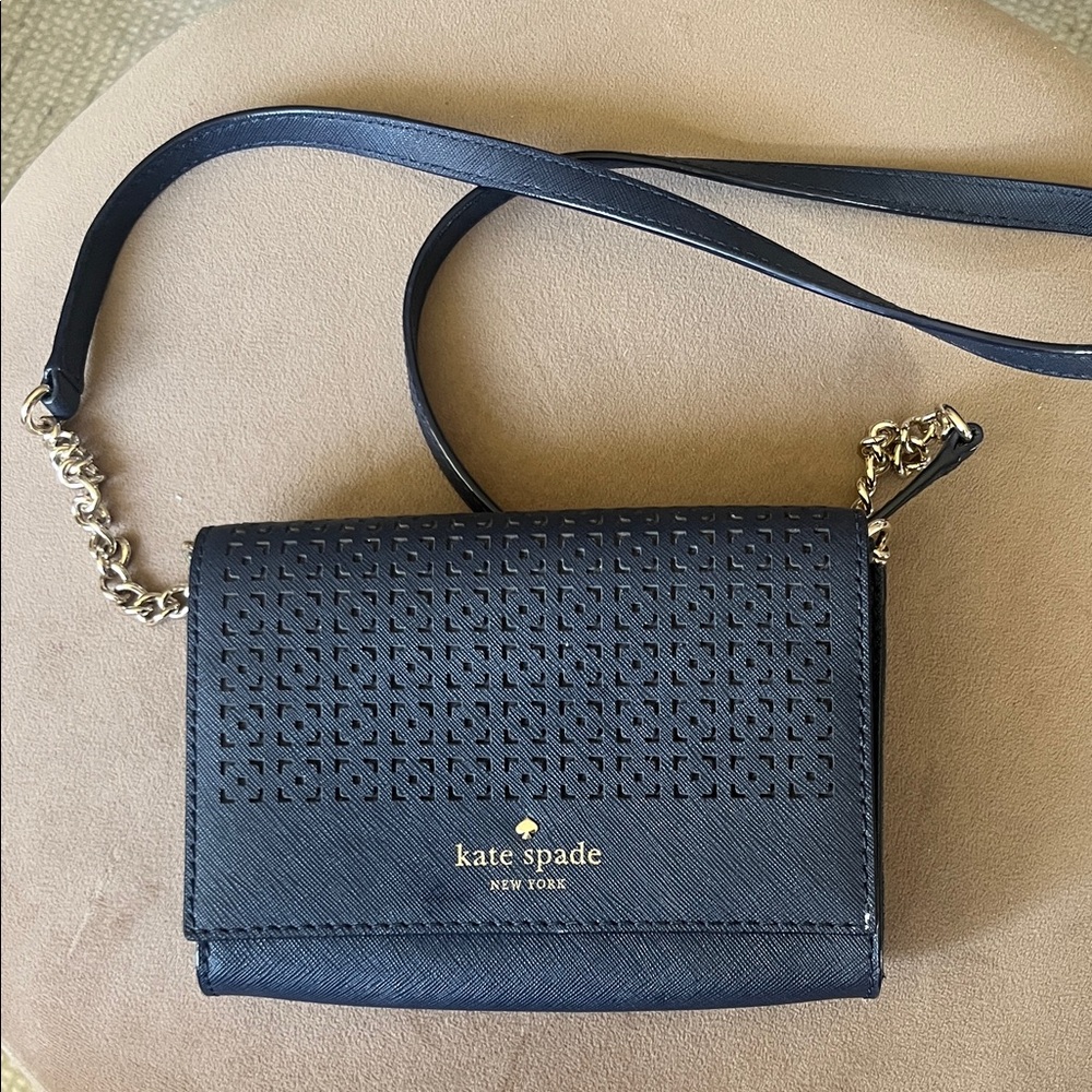 Kate Spade Navy Crossbody Bag with Gold Accents